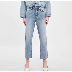 ZARA TRF DENIM high rise straight leg ankle jean